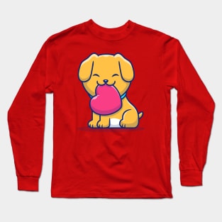 Cute Dog Bitting Love Long Sleeve T-Shirt